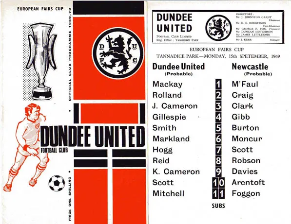 Programme: Newcastle United, 15 Sep 1969